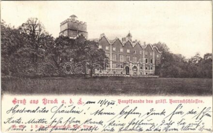 1900 Lajtabruck, Bruck an der Leitha; Prugg kastély / hauptfacade des gräftl. Harrachschlosses / castle