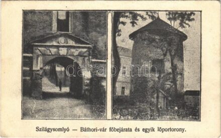 1940 Szilágysomlyó, Simleu Silvaniei; Báthori vár főbejárata és egyik lőportorony / castle's main entry gate, gunpowder tower (EK)