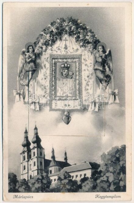 1940 Máriapócs, Kegytemplom. leporello belső nézetekkel