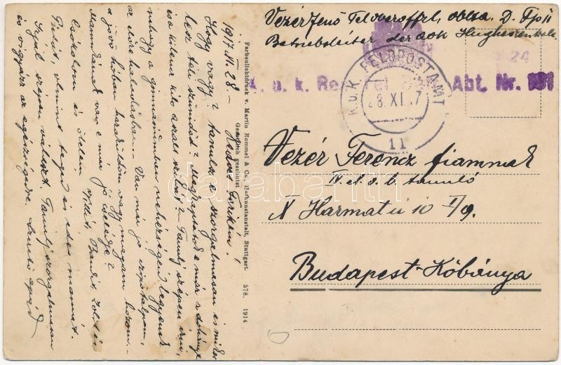 1917 Szöcske / Grasshopper + 'K.u.K. Feldpostamt' - Image 2