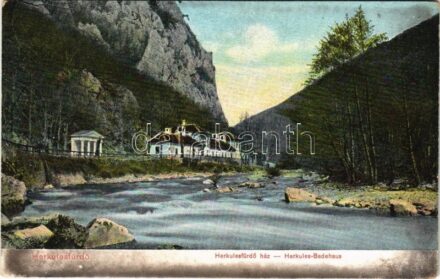 Herkulesfürdő, Herkulesbad, Baile Herculane; fürdőház. Krizsány R. kiadása / Badehaus / bath, spa (fl)
