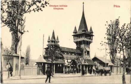 Pécs, Országos Kiállítás főbejárata. Özv. Tausz Vilmosné kiadása