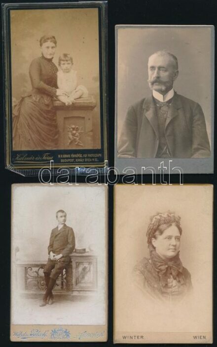 cca 1890 4 db vizitkártya klf műtermekből