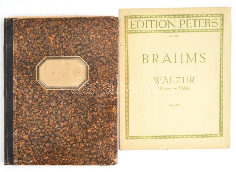 2 db kotta: Brahms, Walzer, Opus 39, Edition Peters, 19p. kiadói papírkötés + DóFelix Mendelssohn Bartholdy's Sämmtliche Werke. Lieder ohne Worte für pianoforte solo. 145p. Félvászon kötéssel, kijáró és foltos lapokkal.