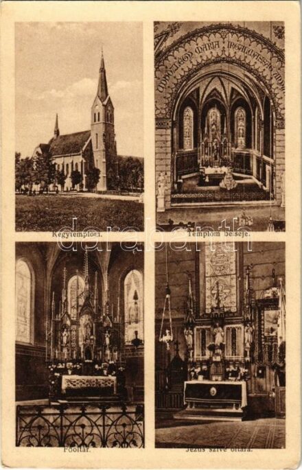 Budapest II. Máriaremete, Mária-Remete; templom belső, főoltár, Jézus Szíve oltár (Rb)