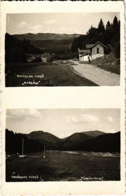 1942 Kovászna fürdő, Baile Covasna; Horgász, Tündérvölgy / valley, villa. photo
