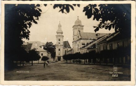 Rozsnyó, Roznava; tér, templom. Fuchs József kiadása / square, church