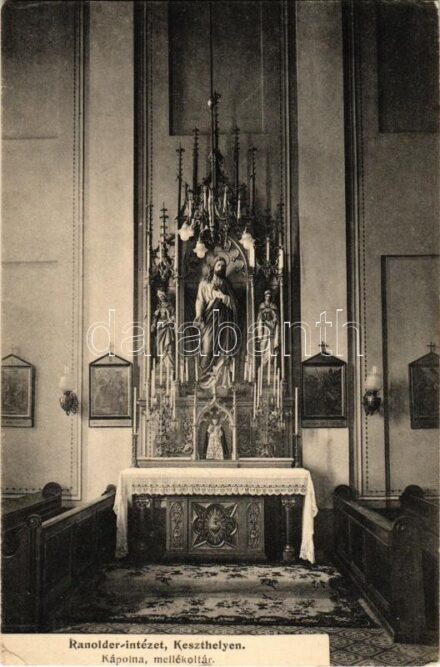 1914 Keszthely, Ranolder intézet belső, kápolna, mellékoltár. Mérei (EK)