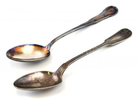 2 db fém kanál, WMF és Berndorf jelzéssel, h: 25,5 cm,