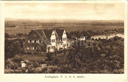 1937 Leányfalu, TAOS (Társadalombiztosítási Alkalmazottak Országos Segítőegyesülete) üdülő. Hangya kiadása (EK) + 'PÓCSMEGYER-LEÁNYFALU' mozgóposta