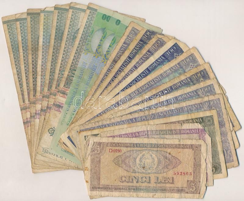Románia 21db-os vegyes bankjegy tétel T:III-IV Romania 21pcs of various banknotes C:F-G