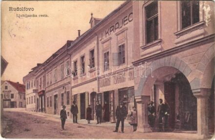 1916 Rudolfovo, Ljubljanska cesta / street, shop of J. Krajec + 'K.u.K. Reservespital Nagykikinda in Rudolfswerth' (Rb)