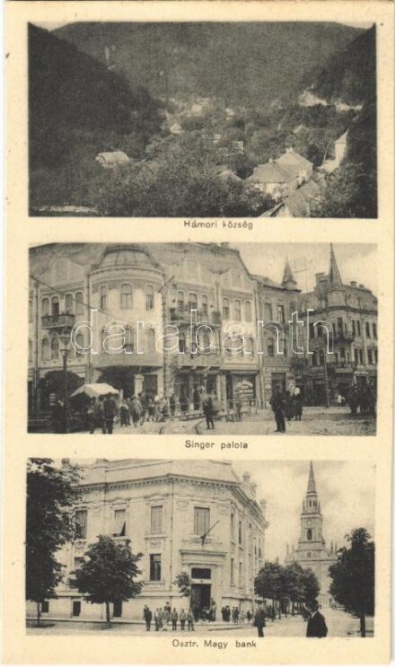 Miskolc, Hámori község, Singer palota, Osztrák-magyar bank, Dévényi testvérek üzlete