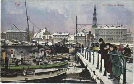 Riga, Der Hafen im Winter / port in winter, ships, tram