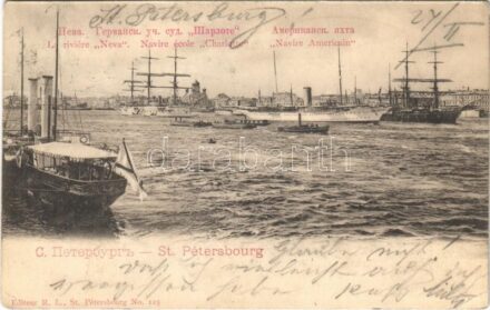 Saint Petersburg, St. Petersbourg, Petrograd; La riviere Neva, Navire ecole Charlotte, Navire Americain / Neva river, steamships (EK)