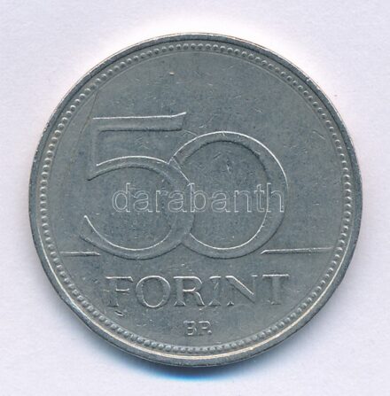 1994. 50Ft Cu-Ni technológiai hibás veret (enyhén félrevert és kör a gyöngysoron belül) T:2-,3 Adamo F11