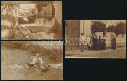 cca 1900 4 db fotó, közte egy katona, 8x5,5 cm és 9x14 cm közötti méretekben