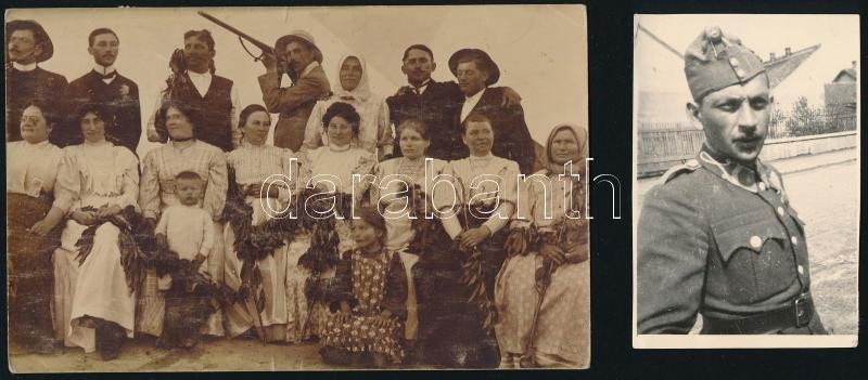 cca 1900 4 db fotó, közte egy katona, 8x5,5 cm és 9x14 cm közötti méretekben - Image 2