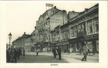 Miskolc, Széchenyi utca, Fábián József, Meth Jenő üzlete, Borsodmegyei Takarékpénztár