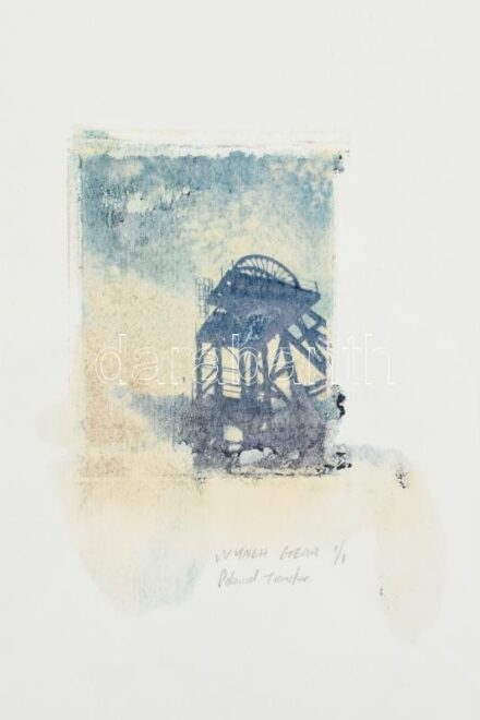 David Hall (?-): Winch Gear. Polaroid transfer, papír, számozott: 1/1. Kiállítva. Ágens Fotóművészeti Galéria, 2006, Bp. Üvegezett fa keretben. 27,5x19 cm