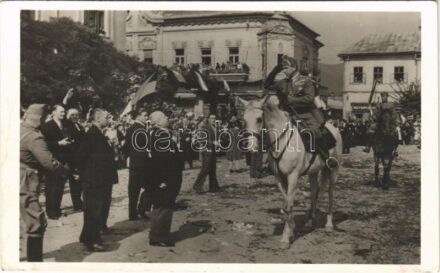 1940 Nagybánya, Baia Mare; bevonulás / entry of the Hungarian troops + '1940 Nagybánya visszatárt' So. Stpl