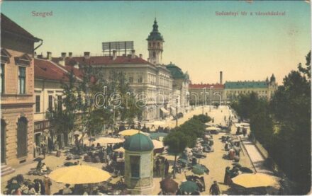 Szeged, Széchenyi tér, városháza, piac, Singer Sarolta üzlete