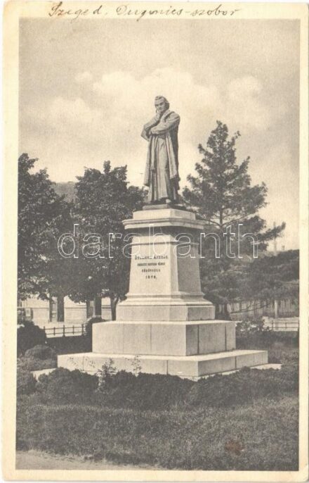 1934 Szeged, Dugonics András szobor + 'SZEGEDI SZABADTÉRI JÁTÉKOK MADÁCH AZ EMBER TRAGÉDIÁJA'