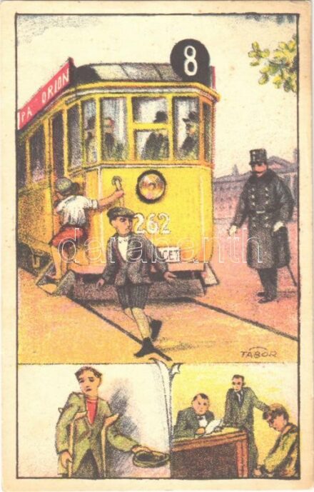 Rendőri Gyermekbíróság Segélyalap propagandalapja / Hungarian police charity propaganda card against juvenile delinquency s: Tábor