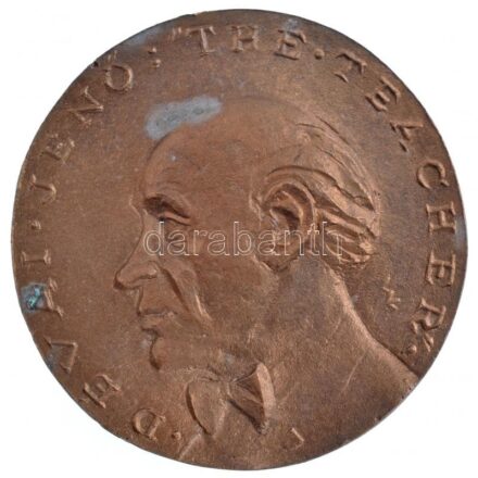 Soltra Elemér (1922-2013) 1985. 'Dévai Jenő: 'The Theacher' / Angol nyelvtanárom emlékére' Br plakett (84mm) T:2 oxidációs fo.