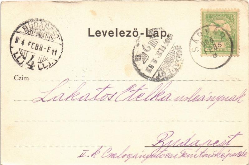 1904 Sárvár, Első Takarékpénztár, Spieler Jakab és Deutsch Ármin üzlete, útépítés (EK) - Image 2