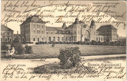1904 Debrecen, vasútállomás Pongrácz Géza kiadása