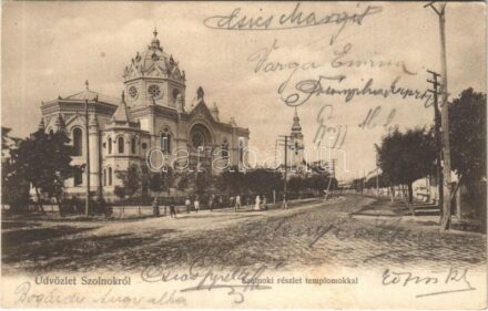 1904 Szolnok, utca, templom, zsinagóga