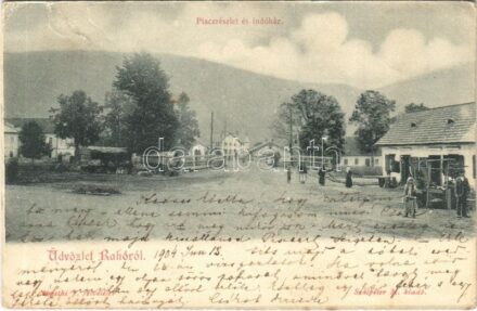 1904 Rahó, Rachov, Rahiv, Rakhiv; Piac részlet és indóház, vasútállomás. Némethi J. felvétele / market square, railway station (EK)