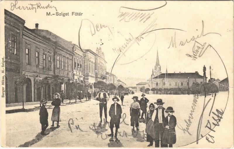1903 Máramarossziget, Sighetu Marmatiei; Fő tér. Berger Miksa kiadása / main square