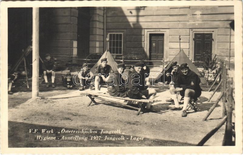 V.F. Werk Österreichisches Jungvolk, Hygiene Ausstellung 1937 Jungvolk Lager / Osztrák Állami ifjúsági szervezet 1936-38 között / Austrian youth organisation