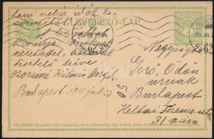 1915 Ozorainé Kálmán Margit színműíró saját kézzel írt levele Gerő Ödön (1863-1939) kritikusnak. melyben arról ír, hogy a Kassai színház elfogadta a kéziratát.
