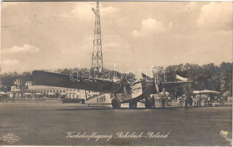 1928 Verkehrsflugzeug Rohrbach-Roland / Luft Hansa D 999 Rohrbach Ro VIII Roland, German airliner