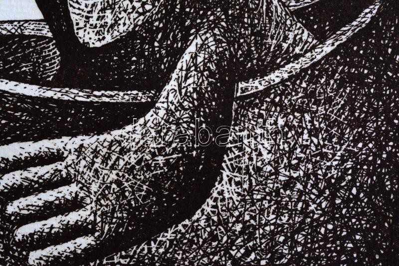 Zsakó István (1954-): Csónakos, 1998. Rézkarc, merített papír, jelzett. Próbanyomat 'próba IV.' jelzéssel. 29×21 cm - Image 4