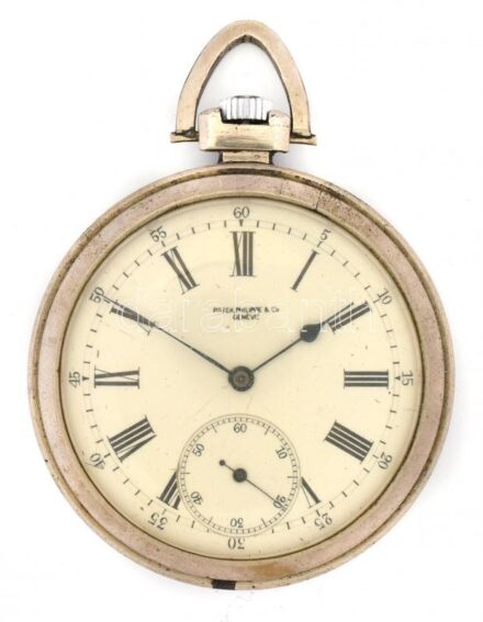 Patek Philippe zsebóra. cca 1895. Acél tokkal, A szerkezet sorszáma 98914. Működő, jó állapotban hibátlan számlappal, tok hátoldalán karcokkal. / Patek Philippe pocket watch. Steel case. Movement number 98914, some scratches on the back