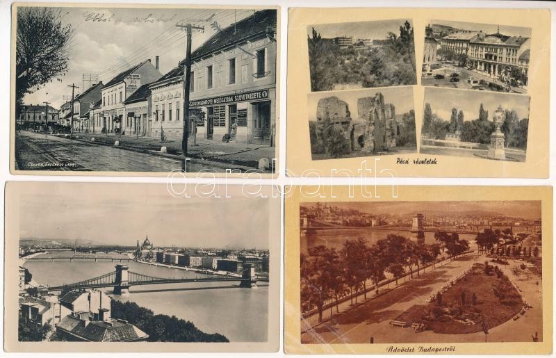 4 db VEGYES magyar város képeslap / 4 mixed Hungarian town-view postcards