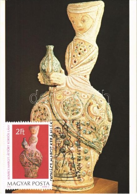 ~1980 Kovács Margit (1902-1977): Áttört korsós lány. Képzőművészeti Alap Kiadóvállalat, CM (Carte Maximum)
