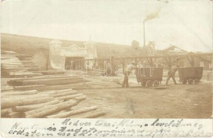 1903 Felsőgalla (Tatabánya), Szénbánya, Királdi Herz Zsigmond akna, csillék, iparvasút, fűrésztelep. photo (fl)