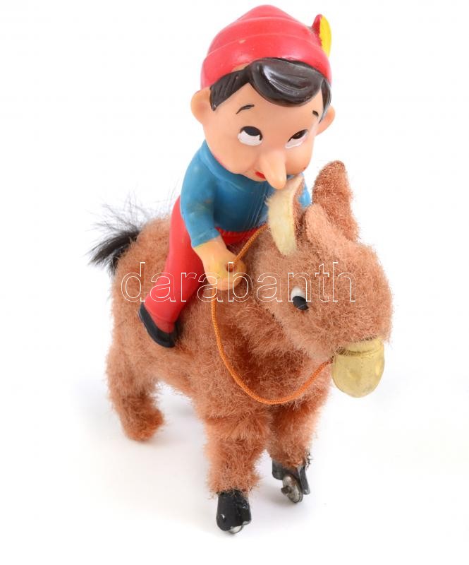 Kulccsal felhúzható dobos és lovas Pinokkió figurák. Működő, jó állapotban 14 cm, 19 cm - Image 2