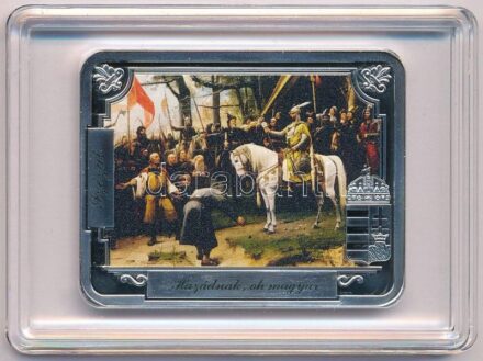 DN 'A Szózat emlékérmeken - 13. versszak' ezüstözött, festett rézötvözet emlékérem (36x46mm) T:PP kis patina