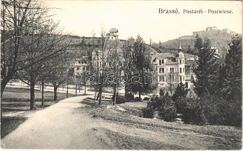 1913 Brassó, Kronstadt, Brasov; Postarét, villák / Postwiese / villas (EK)