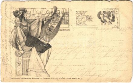 1900 Art Nouveau. Theo. Stroefer's Kunstverlag, Nürnberg. Postkarte Pallas Athene Serie XXV B, Nr. 1.