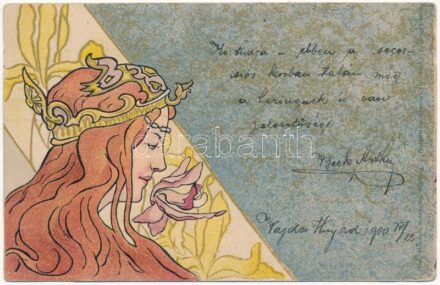 Art Nouveau lady litho. Theo. Stroefer's Kunstverlag, Nürnberg - Postkarte im modernen Styl Serie XVII. 'Ideal' Nr. 6., unsigned Meunier (EK)