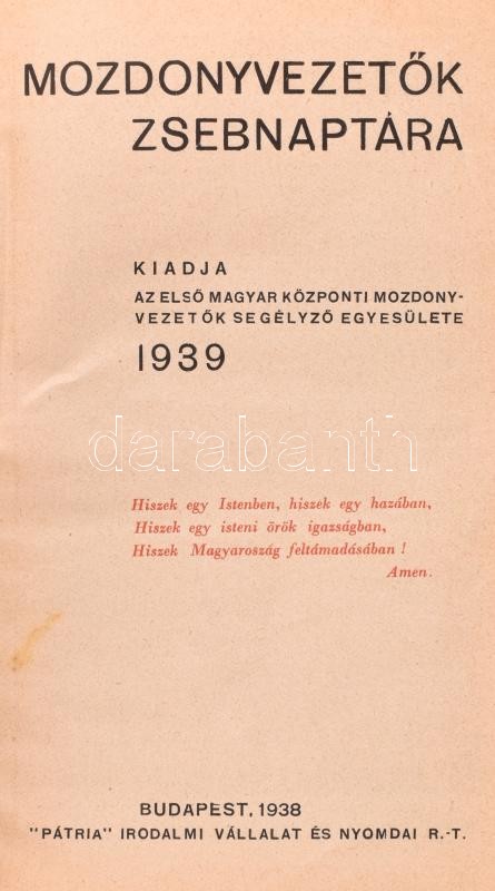 1938-1940 Magyar mozdonyvezetők zsebnaptára, egészvászon kötésben, 3 db - Image 2