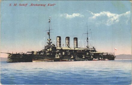 SMS Erzherzog Karl az Osztrák-Magyar Haditengerészet Erzherzog Karl-osztályú pre-dreadnought csatahajója / K.u.K. Kriegsmarine Linienschiffe / Austro-Hungarian Navy, Erzherzog Karl-class pre-dreadnought battleship SMS Erzherzog Karl. Guido