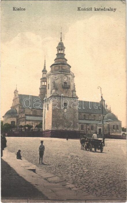 1916 Kielce, Kosciól katedralny / church cathedral, square + 'K.u.K. GRUPPE OBERSTULLRICH'